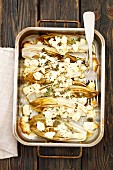 Baked chicory with feta cheese