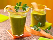 Carrot and parsley smoothie with pumpkin seed oil