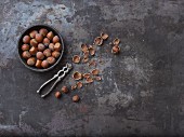 Whole hazelnuts, nut shells and hazelnut seeds