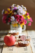 Small apple cakes with a decorative topper