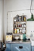 Spice rack in vintage kitchen