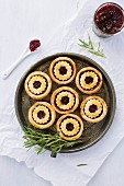 Jam tarts with rosemary