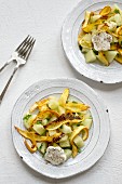 Courgette salad with a cream cheese flower