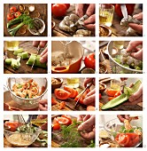 Garnelen-Gemüse-Salat mit Senf-Dressing zubereiten