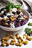 Blueberry risotto with chanterelle mushrooms