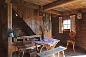 Traditional dining room in historical farmhouse