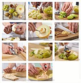 How to make green fruit parcels with kiwi, grapes, pears and melon