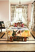 Set table in classic dining room