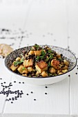 Lentil and tofu curry with parsley and coconut milk