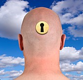 Person's head with keyhole