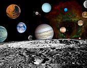 Solar system planets,montage from 2000