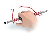 Right-hand rule for coils,illustration