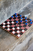 Homemade draughts board,Zanzibar