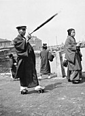 Japanese wearing geta,1918