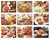 Making stuffed meatballs with mustard or ketchup