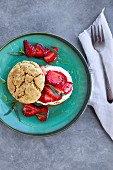 Scones with ricotta, strawberries, honey and tarragon