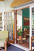 View from the veranda into the old-fashioned living room