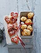 Christmas biscuits: almond hearts and coconut macaroons