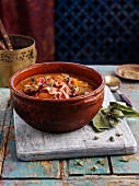 Tagine with liver, bacon and vegetables (North Africa)