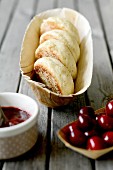 English muffins with cherries