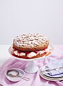 Rhubarb and Strawberry Crumble Cake