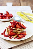 Strawberries and cream flourless ricotta pancakes