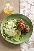 Pork Patties with Celery and Pear Salad