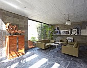 Artistic living room in concrete house