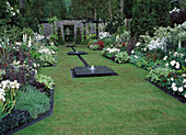 White garden with water feature