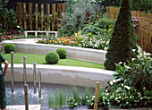 Chelsea: water features, Buxus (beech balls and pyramid)