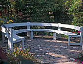 Round wooden garden bench
