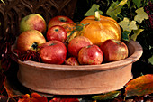 Bowl with apples and pumpkin