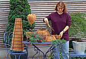 Various shapes of hanging baskets to plant