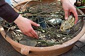 Clay tray with daffodils