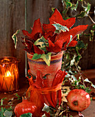 Pot decorated with peperonia Vitis (vine leaves), Hedera (ivy), Punica (pomegranate)