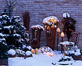 Christmas terrace with fairy lights