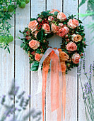 Stick with rose petals wreath