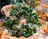 Wreath of hedera ivy and berry ornaments