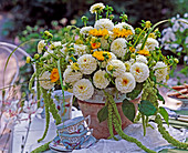 Dahlia / weiße Dahlien, Calendula / Ringelblumen