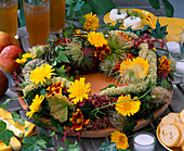 Table wreath with marigolds