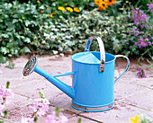 Blue metal watering can