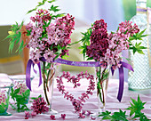 Heart of lilac flowers