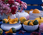 Bowls with ornamental gourds