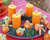 Christmas wreath with tangerines