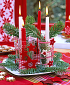 Unusual advent wreath with 4 glasses on top