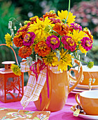 Late summer bouquet with Zinnia, Heliopsis, Briza
