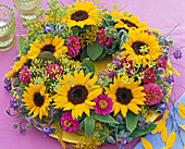 Sunflower zinnias wreath