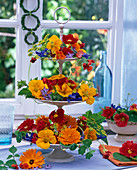 Etagere with edible flowers