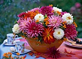 Arrangement of various dahlia flowers