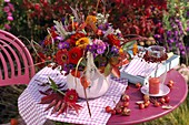 Bouquet of Zinnia (Zinnias), Aster (Autumn Aster), Miscanthus (Chinese reed)